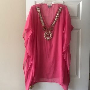 Beaded Short Caftan Cover Up